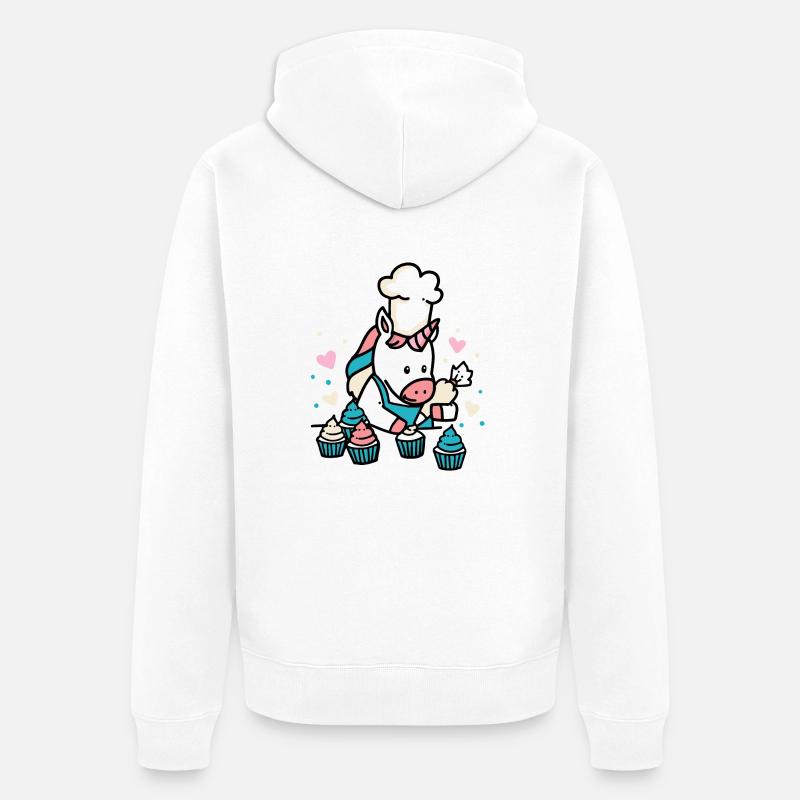 Bäcker Einhorn - Unisex Premium Bio Zip Hoodie - Weiß