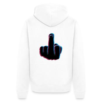 Fuck You 3D - Unisex Premium Bio Zip Hoodie - Weiß - Hinten - Thijin (182cm)