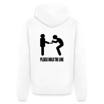 Please hold the line - Unisex Premium Organic Zip Hoodie - white - Back - Thijin (182cm)