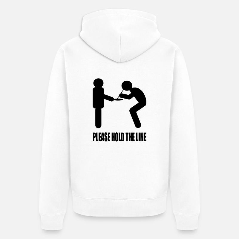 Please Hold The Line - Unisex Premium Bio Zip Hoodie - Weiß