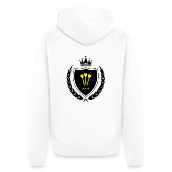 Wappen Dart - Unisex Premium Bio Zip Hoodie - Weiß - Hinten - Thijin (182cm)
