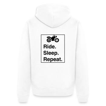 Design cool « Ride Sleep Repeat » pour lui et elle - Veste à capuche bio Premium Unisexe - blanc - Dos - Thijin (182cm)