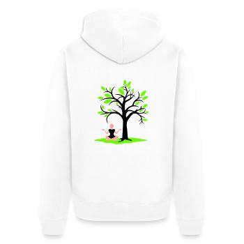 Méditation Sous l’arbre Forêt Transe Femme Médite - Veste à capuche bio Premium Unisexe - blanc - Dos - Thijin (182cm)