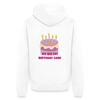 my big fat birthday cake - Unisex Premium Bio Zip Hoodie - Weiß - Hinten - Thijin (182cm)