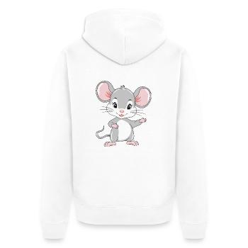 Welcoming cute baby mouse - Unisex Premium Organic Zip Hoodie - white - Back - Thijin (182cm)