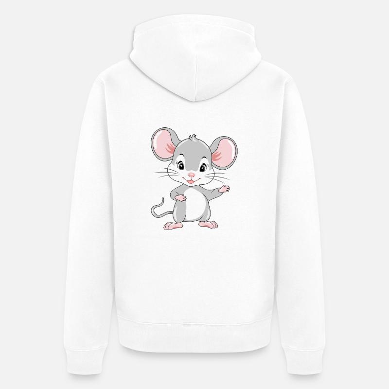 Accueillant bébé souris mignon - Veste à capuche bio Premium Unisexe - blanc