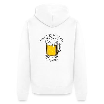 Like zwei drei - g'sigh! - Unisex Premium Organic Zip Hoodie - white - Back - Thijin (182cm)