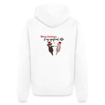 Loutre de Noël mignonne / Loutre de Motif de Noël - Veste à capuche bio Premium Unisexe - blanc - Dos - Thijin (182cm)