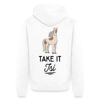 Icelandic horse - Unisex Premium Organic Zip Hoodie - white - Back - Thijin (182cm)