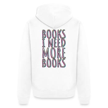 Need more Books - Bookworms Literature Books - Unisex Premium Organic Zip Hoodie - white - Back - Thijin (182cm)