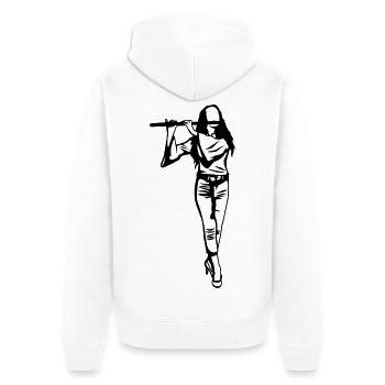 Croquis de la flûte - Veste à capuche bio Premium Unisexe - blanc - Dos - Thijin (182cm)