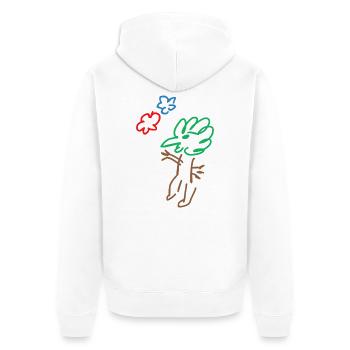 Vogel - Bird - Baum - Tree - Natur - Abstrakt - Unisex Premium Bio Zip Hoodie - Weiß - Hinten - Thijin (182cm)