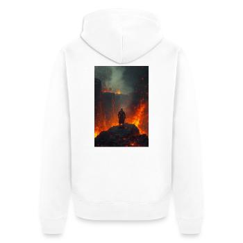 Flaming Knight at the Lava Field - Unisex Premium Organic Zip Hoodie - white - Back - Thijin (182cm)