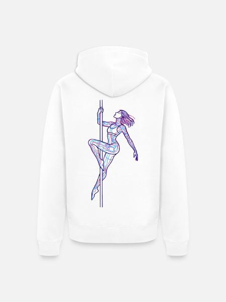 Line Art Woman Pole Dance Illustration Gift - Unisex Premium Organic Zip Hoodie - white