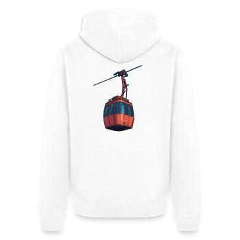 Red Cable Car Gondola Illustration - Unisex Premium Organic Zip Hoodie - white - Back - Thijin (182cm)