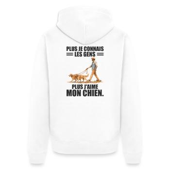 Je mehr ich meinen Hund liebe: Humor und Leidenschaft - Unisex Premium Bio Zip Hoodie - Weiß - Hinten - Thijin (182cm)