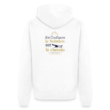 Awaken, Life awaits you - Unisex Premium Organic Zip Hoodie - white - Back - Thijin (182cm)