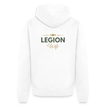 Legion-Ehefrau - Unisex Premium Bio Zip Hoodie - Weiß - Hinten - Thijin (182cm)