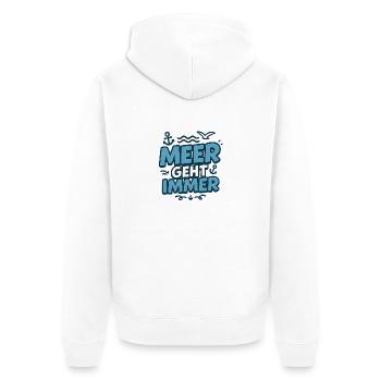 Meer geht immer - Unisex Premium Bio Zip Hoodie - Weiß - Hinten - Thijin (182cm)