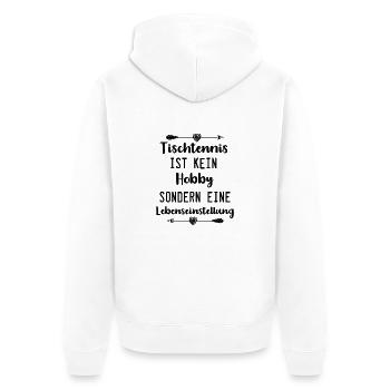 Tischtennis Ping Pong Lustig Witz Spruch Slogan - Unisex Premium Bio Zip Hoodie - Weiß - Hinten - Thijin (182cm)
