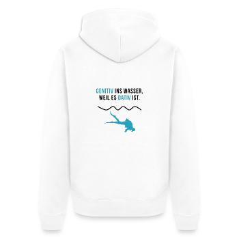 Taucher Lustig Tauchen Prüfung Abzeichen Geschenk - Unisex Premium Bio Zip Hoodie - Weiß - Hinten - Thijin (182cm)