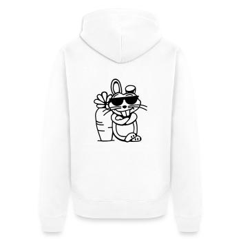 Cooler Hase (vec) - Unisex Premium Bio Zip Hoodie - Weiß - Hinten - Thijin (182cm)