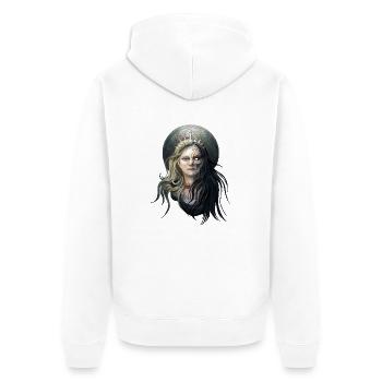 Hel - Unisex Premium Bio Zip Hoodie - Weiß - Hinten - Thijin (182cm)