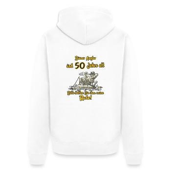 Dieser Angler ist 50 Jahre Geburtstag RAHMENLOS G - Unisex Premium Bio Zip Hoodie - Weiß - Hinten - Thijin (182cm)