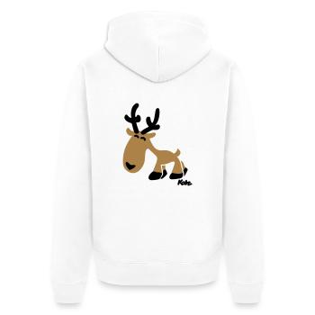 Rentier Rudi (c) - Unisex Premium Bio Zip Hoodie - Weiß - Hinten - Thijin (182cm)