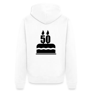 50 Geburtstag - Unisex Premium Bio Zip Hoodie - Weiß - Hinten - Thijin (182cm)