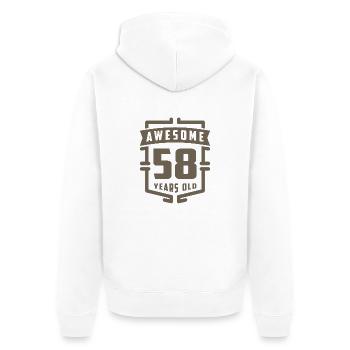 Awesome 58 Years Old - Unisex Premium Organic Zip Hoodie - white - Back - Thijin (182cm)