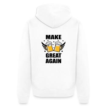 MAKE BEER GREAT AGAIN Mass Bier lustig fun 3c - Unisex Premium Bio Zip Hoodie - Weiß - Hinten - Thijin (182cm)
