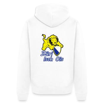 Züri isch ois - Unisex Premium Bio Zip Hoodie - Weiß - Hinten - Thijin (182cm)