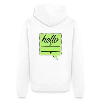 Bonjour je suis - votre nom - votre texte - baby - - Veste à capuche bio Premium Unisexe - blanc - Dos - Thijin (182cm)