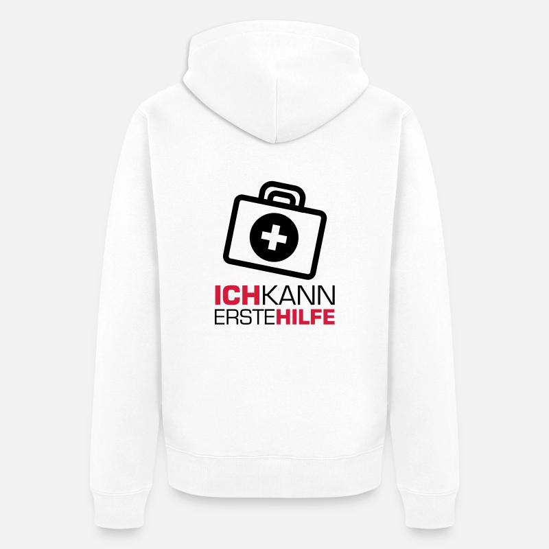 erstehilfe_f2 - Veste à capuche bio Premium Unisexe - blanc