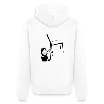 Stuhltanz - Schatzi schenk mir ein Foto - Unisex Premium Bio Zip Hoodie - Weiß - Hinten - Thijin (182cm)
