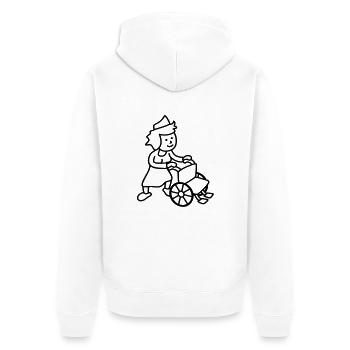 nurse_with_wheelchair - Unisex Premium Bio Zip Hoodie - Weiß - Hinten - Thijin (182cm)