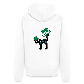 Luck kitty cat St.Patty Tag - Unisex Premium Bio Zip Hoodie - Weiß - Hinten - Thijin (182cm)