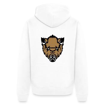 wild boar boar face fierce cartoo - Unisex Premium Organic Zip Hoodie - white - Back - Thijin (182cm)