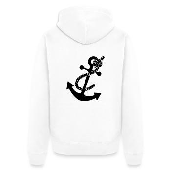 Anker - Unisex Premium Bio Zip Hoodie - Weiß - Hinten - Thijin (182cm)