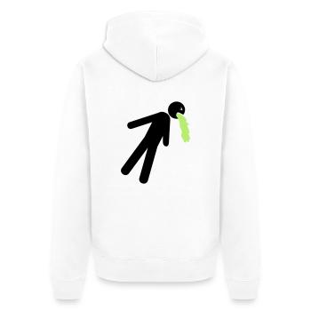 funny puking vomit nausea hangover alcohol - Unisex Premium Organic Zip Hoodie - white - Back - Thijin (182cm)