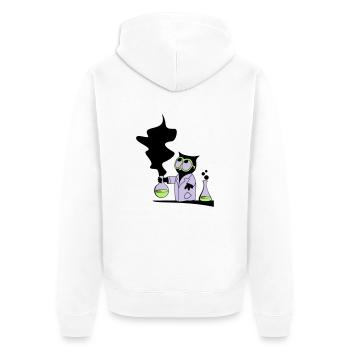 Dr rer nat Owl - Unisex Premium Organic Zip Hoodie - white - Back - Thijin (182cm)