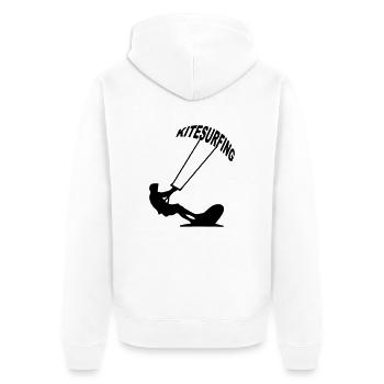 Kitesurfer - Kitesurfing - Unisex Premium Bio Zip Hoodie - Weiß - Hinten - Thijin (182cm)