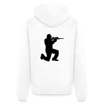 Airsoft - Unisex Premium Bio Zip Hoodie - Weiß - Hinten - Thijin (182cm)