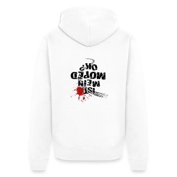 Ist mein Moped ok? (schwarzer Text) - Unisex Premium Bio Zip Hoodie - Weiß - Hinten - Thijin (182cm)