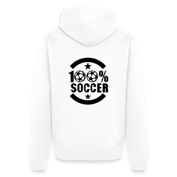 100 soccer foot ballon - Veste à capuche bio Premium Unisexe - blanc - Dos - Thijin (182cm)