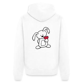 Un mignon lapin vous donne un coeur - Veste à capuche bio Premium Unisexe - blanc - Dos - Thijin (182cm)