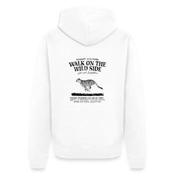 Walk on the wild side - Gepard - Unisex Premium Bio Zip Hoodie - Weiß - Hinten - Thijin (182cm)