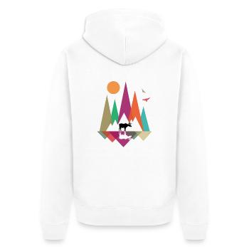Hipster Mountains & Moose - Veste à capuche bio Premium Unisexe - blanc - Dos - Thijin (182cm)