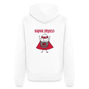 Physio - Unisex Premium Bio Zip Hoodie - Weiß - Hinten - Thijin (182cm)